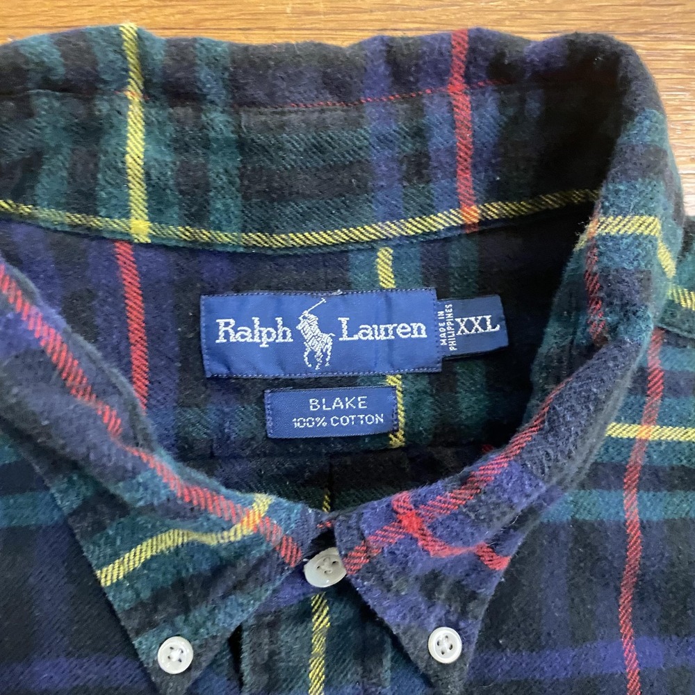 Ralph Lauren Shirt Mens 2XL Black Plaid Blake Button Down Cotton Pony Logo - Picture 4 of 10